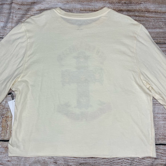 ⚡️SOLD⚡️ Guns N' Roses Band Long Sleeve Crop Tee Ivory Skull Graphic Shirt NEW - Picture 8 of 16